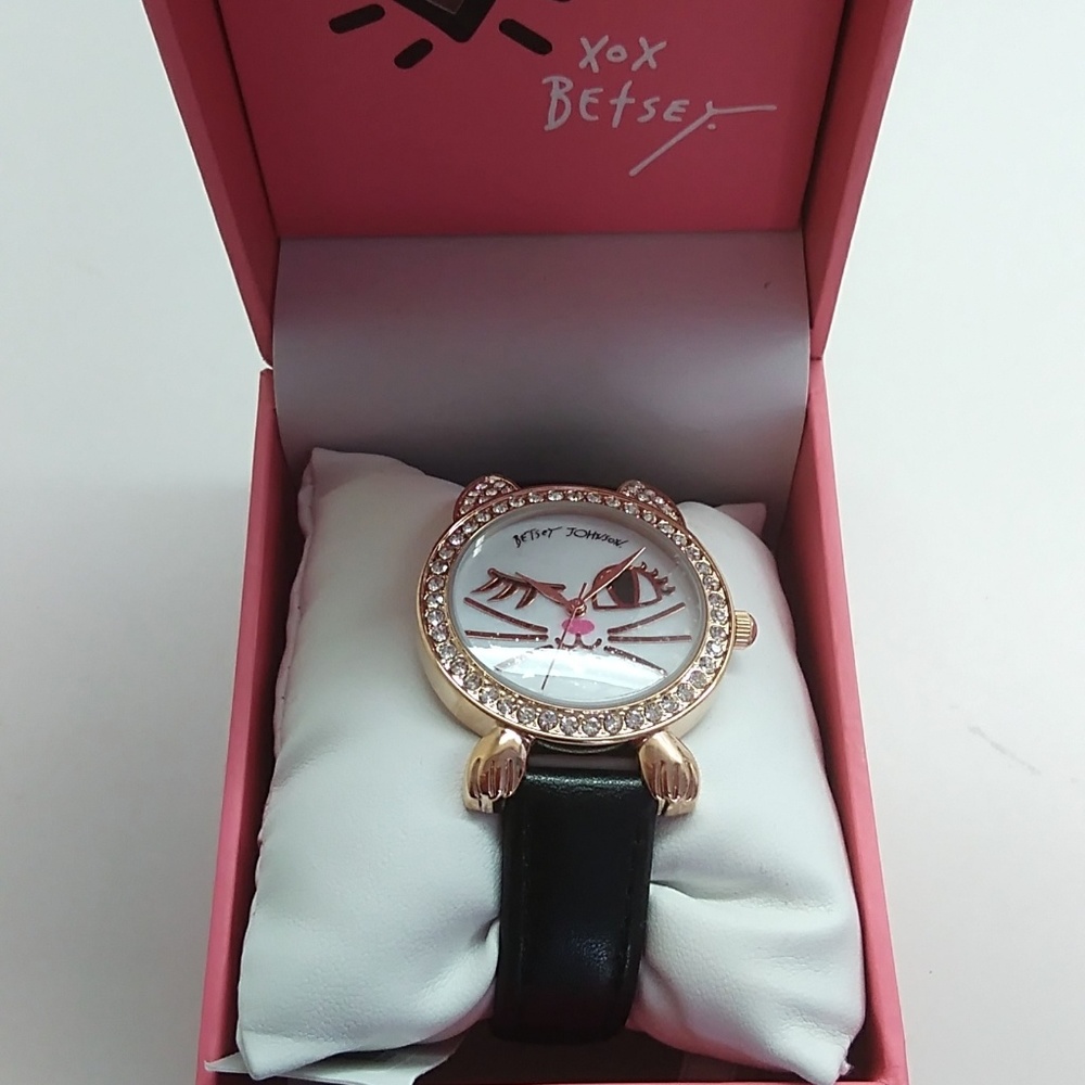Betsey Johnson New Black Cat Watch